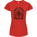 Lucky Rider Dead Head Motorbike Biker Womens Petite Cut T-Shirt Red