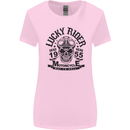 Lucky Rider Dead Head Motorbike Biker Womens Wider Cut T-Shirt Light Pink