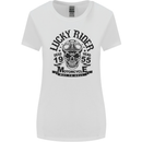Lucky Rider Dead Head Motorbike Biker Womens Wider Cut T-Shirt White