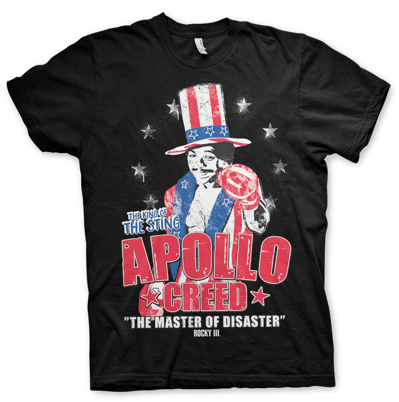 Rocky apollo creed the master of disaster mens black film t-shirt the king of sting fictional character heavyweight boxing champion Muhammad Ali