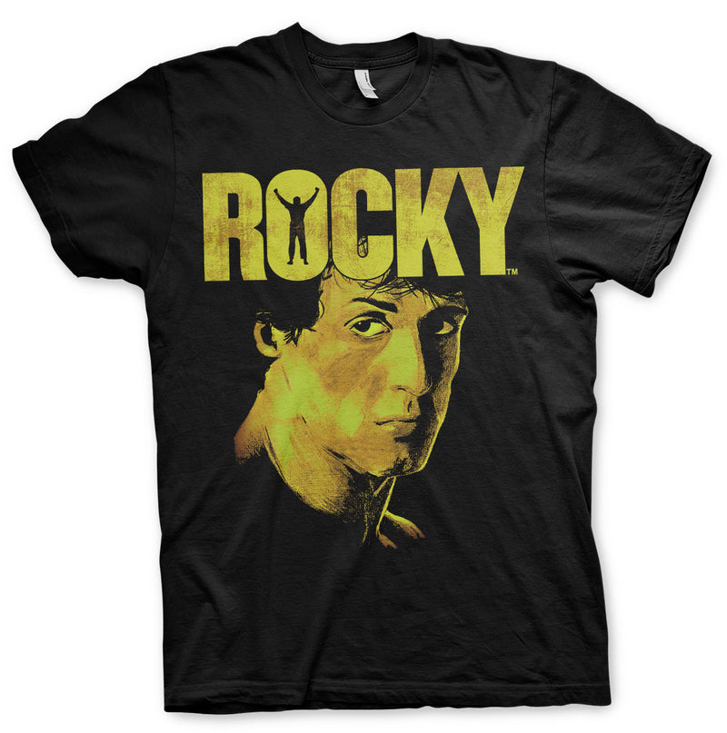 Rocky sylvester stallone mens black t-shirt boxing world heavyweight champion film tee
