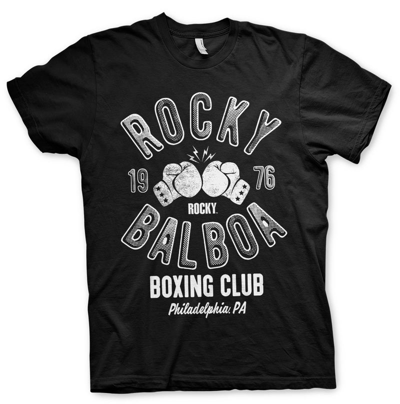 Rocky Balboa mens black boxing film t-shirt world heavyweight champion 1976 club tee