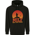 MILF Fishing Funny Fisherman Father's Day Childrens Kids Hoodie Black