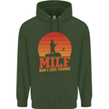 MILF Fishing Funny Fisherman Father's Day Childrens Kids Hoodie Forest Green