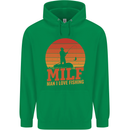 MILF Fishing Funny Fisherman Father's Day Childrens Kids Hoodie Irish Green