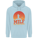MILF Fishing Funny Fisherman Father's Day Childrens Kids Hoodie Light Blue