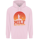 MILF Fishing Funny Fisherman Father's Day Childrens Kids Hoodie Light Pink