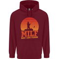 MILF Fishing Funny Fisherman Father's Day Childrens Kids Hoodie Maroon