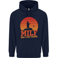 MILF Fishing Funny Fisherman Father's Day Childrens Kids Hoodie Navy Blue