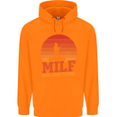 MILF Fishing Funny Fisherman Father's Day Childrens Kids Hoodie Orange