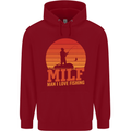 MILF Fishing Funny Fisherman Father's Day Childrens Kids Hoodie Red