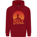 MILF Fishing Funny Fisherman Father's Day Childrens Kids Hoodie Red