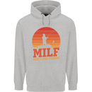 MILF Fishing Funny Fisherman Father's Day Childrens Kids Hoodie Sports Grey