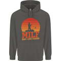 MILF Fishing Funny Fisherman Father's Day Childrens Kids Hoodie Storm Grey