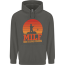 MILF Fishing Funny Fisherman Father's Day Childrens Kids Hoodie Storm Grey