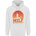 MILF Fishing Funny Fisherman Father's Day Childrens Kids Hoodie White