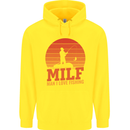 MILF Fishing Funny Fisherman Father's Day Childrens Kids Hoodie Yellow
