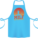 MILF Fishing Funny Fisherman Father's Day Cotton Apron 100% Organic Turquoise