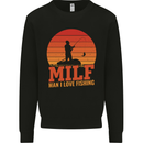 MILF Fishing Funny Fisherman Father's Day Kids Sweatshirt Jumper Black