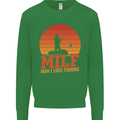 MILF Fishing Funny Fisherman Father's Day Kids Sweatshirt Jumper Irish Green