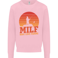 MILF Fishing Funny Fisherman Father's Day Kids Sweatshirt Jumper Light Pink