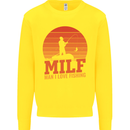 MILF Fishing Funny Fisherman Father's Day Kids Sweatshirt Jumper Yellow