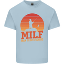 MILF Fishing Funny Fisherman Father's Day Kids T-Shirt Childrens Light Blue