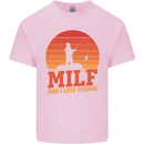 MILF Fishing Funny Fisherman Father's Day Kids T-Shirt Childrens Light Pink