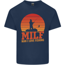 MILF Fishing Funny Fisherman Father's Day Kids T-Shirt Childrens Navy Blue