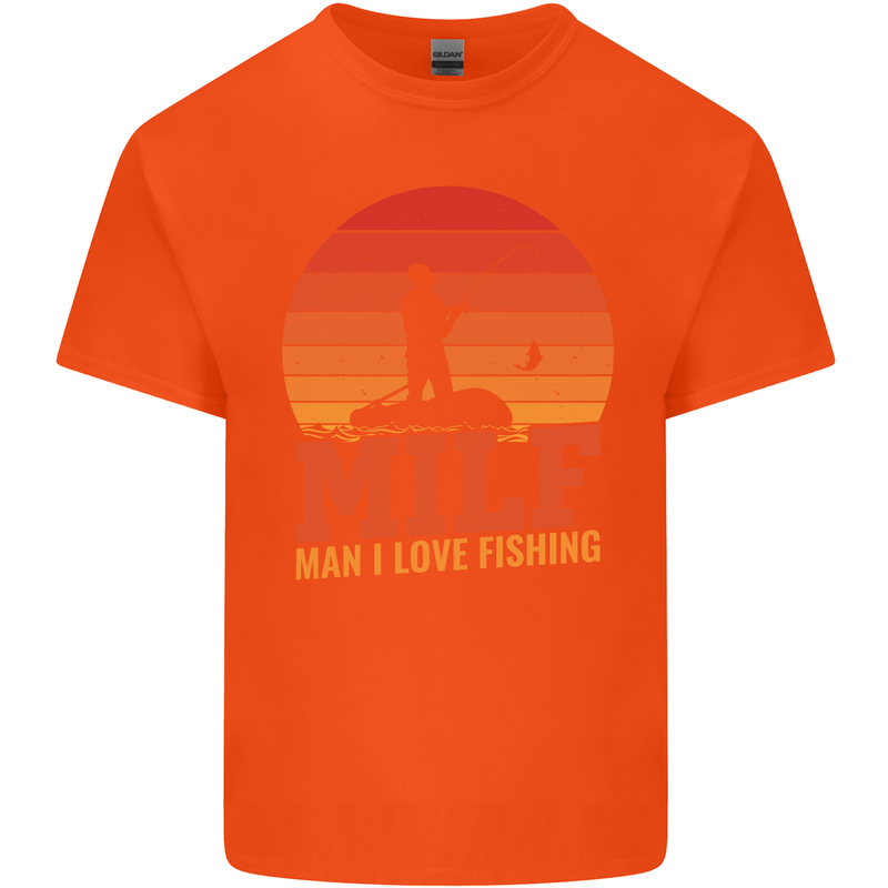 MILF Fishing Funny Fisherman Father's Day Kids T-Shirt Childrens Orange