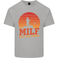 MILF Fishing Funny Fisherman Father's Day Kids T-Shirt Childrens Sports Grey