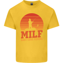 MILF Fishing Funny Fisherman Father's Day Kids T-Shirt Childrens Yellow