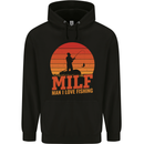 MILF Fishing Funny Fisherman Father's Day Mens 80% Cotton Hoodie Black
