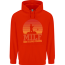 MILF Fishing Funny Fisherman Father's Day Mens 80% Cotton Hoodie Bright Red