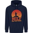 MILF Fishing Funny Fisherman Father's Day Mens 80% Cotton Hoodie Navy Blue