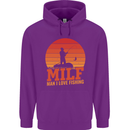 MILF Fishing Funny Fisherman Father's Day Mens 80% Cotton Hoodie Purple