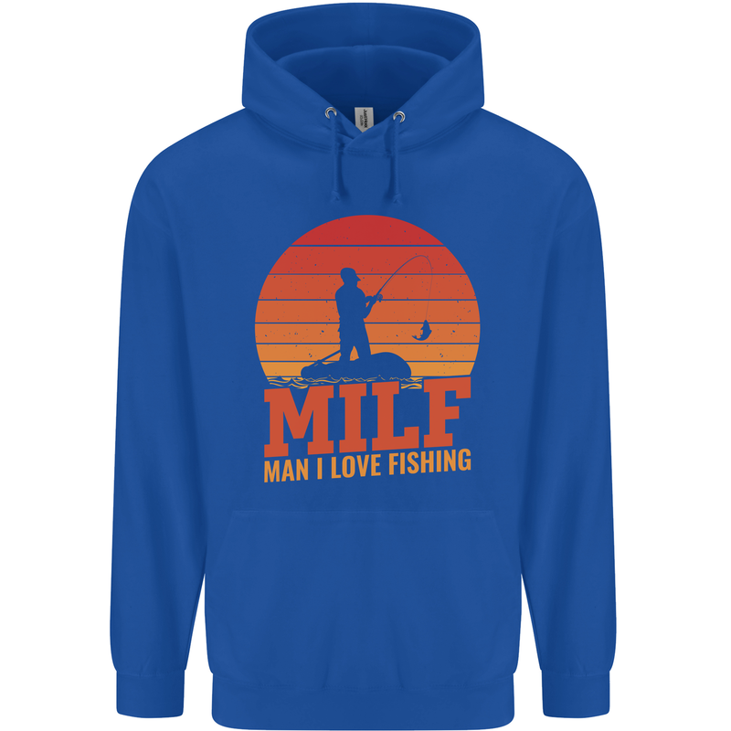 MILF Fishing Funny Fisherman Father's Day Mens 80% Cotton Hoodie Royal Blue
