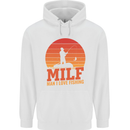 MILF Fishing Funny Fisherman Father's Day Mens 80% Cotton Hoodie White