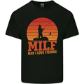 MILF Fishing Funny Fisherman Father's Day Mens Cotton T-Shirt Tee Top Black