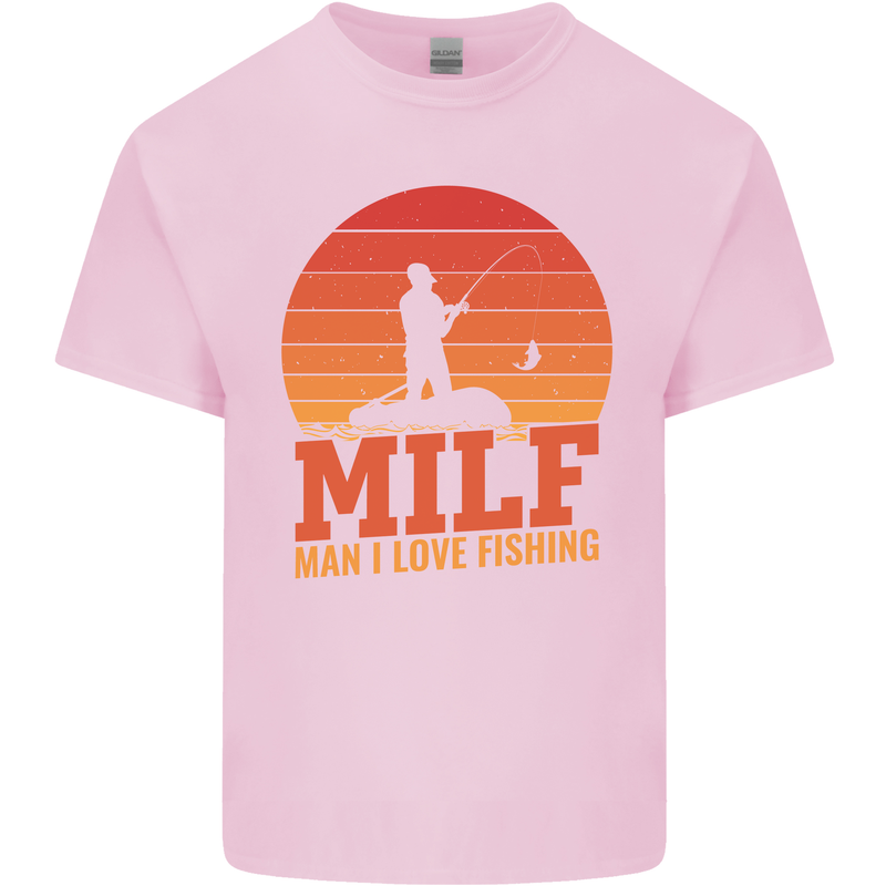 MILF Fishing Funny Fisherman Father's Day Mens Cotton T-Shirt Tee Top Light Pink