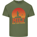 MILF Fishing Funny Fisherman Father's Day Mens Cotton T-Shirt Tee Top Military Green