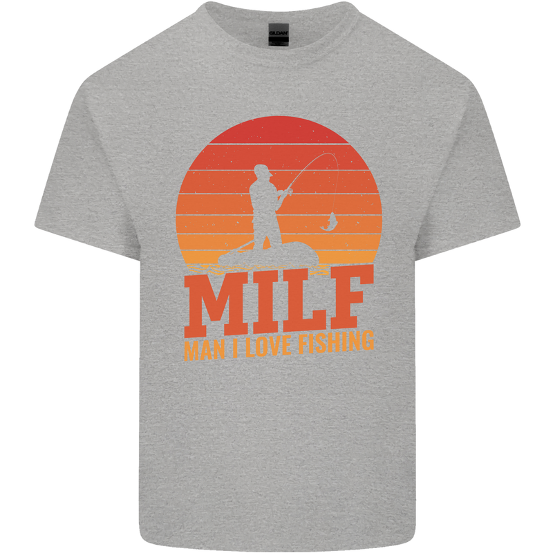 MILF Fishing Funny Fisherman Father's Day Mens Cotton T-Shirt Tee Top Sports Grey