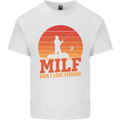 MILF Fishing Funny Fisherman Father's Day Mens Cotton T-Shirt Tee Top White