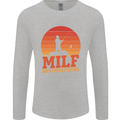 MILF Fishing Funny Fisherman Father's Day Mens Long Sleeve T-Shirt Sports Grey