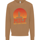MILF Fishing Funny Fisherman Father's Day Mens Sweatshirt Jumper Caramel Latte