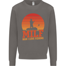 MILF Fishing Funny Fisherman Father's Day Mens Sweatshirt Jumper Charcoal