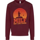 MILF Fishing Funny Fisherman Father's Day Mens Sweatshirt Jumper Maroon