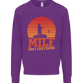 MILF Fishing Funny Fisherman Father's Day Mens Sweatshirt Jumper Purple
