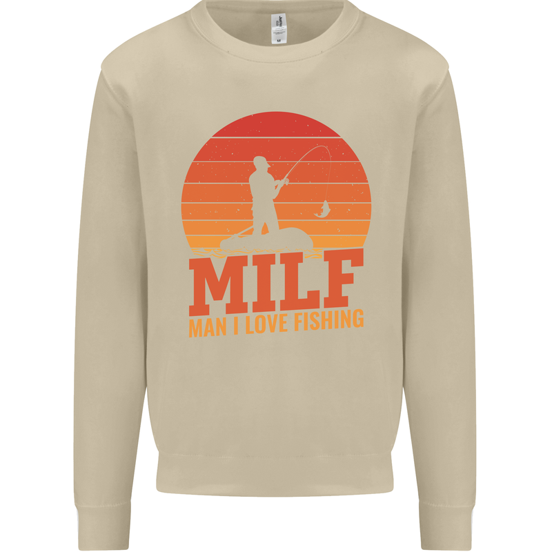 MILF Fishing Funny Fisherman Father's Day Mens Sweatshirt Jumper Sand