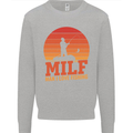 MILF Fishing Funny Fisherman Father's Day Mens Sweatshirt Jumper Sports Grey